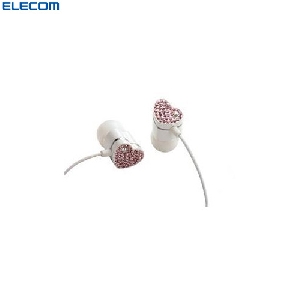 Casti MP3 Elecom Gem Drops Heart White Pink Top