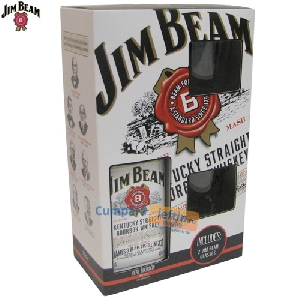 Pachet Bourbon Whiskey 40% Jim Beam + 2 pahare cutie 0.7 L