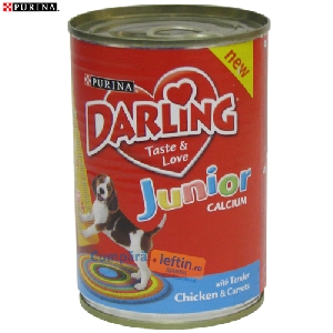 Hrana umeda pentru caini Purina Darling Junior pui si morcovi 400 gr