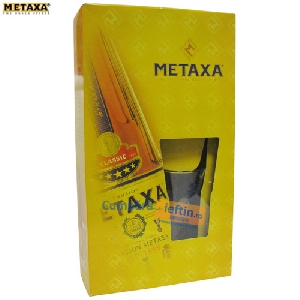 Pachet vin ars 38% Metaxa + pahar cutie 0.7 L