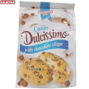 Biscuiti cu vanilie si bucati de ciocolata Galmopan Dulcissimo 160 gr