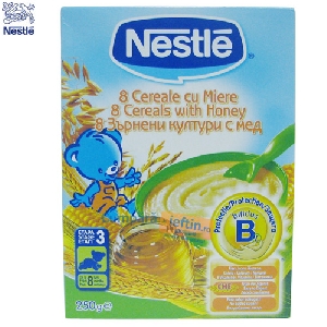 Nestle nou nascuti 8 cereale cu miere 250 gr