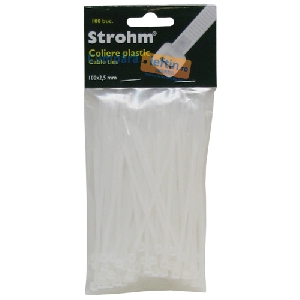 Coliere de plastic albe 100 x 2.5 mm Strohm 100 buc