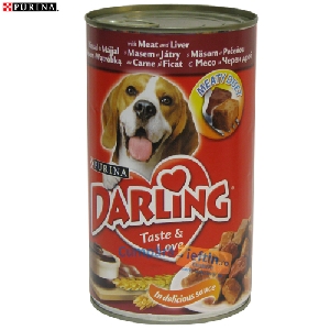 Hrana umeda pentru caini Purina Darling carne si ficat 400 gr