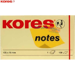 Notite autoadezive Kores  galben  100 file  75 x 125 mm