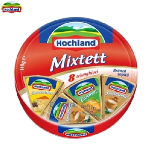 Branza topita triunghiuri Hochland Mixtett smantana emmentaler cascaval 140 gr