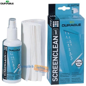 Set curatare ecran monitor Durable  spray 125 ml + 22 servetele