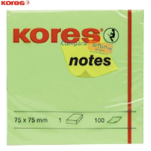 Notite autoadezive Kores neon  75 x 75 mm  100 file