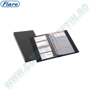 Clasor carti de vizita Flaro  4 inele  PVC  capacitate 96