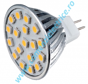 Bec LED18SMD 4W G5.3 12V alb 18 leduri