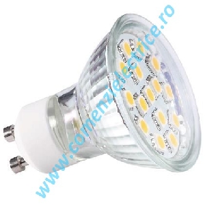 Bec LED21SMD5050 3W GU10 230V alb 21 leduri