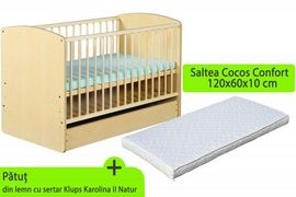 Patut cu sertar KLUPS Karolina II Natur + Saltea - MYK00004440 MYK00004440