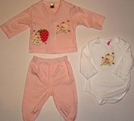 Set pijamalute roz in dungi pentru bebeluse- 14317 14317