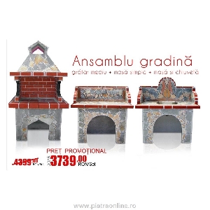 Ansamblu Gratar Gradina Family Set - Placat cu piatra poligonala