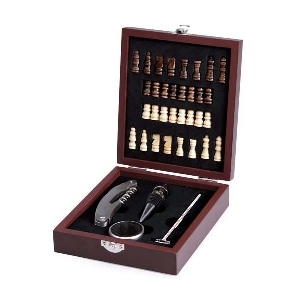 Set 3 accesorii sticla vin cu tabla de sah Renberg 3901 RB3901