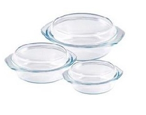 Set 3 caserole de sticla cu capac Vabene 3060008