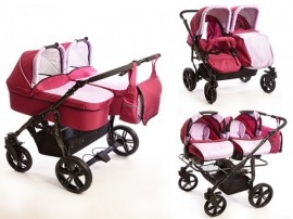 Carucioare gemeni 3 in 1 Mystroll Twins 2014 Pinkberry - BBC1029G