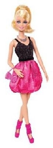 Papusa Barbie Fashionistas Party Glam Doll Barbie BlackPink Dress - VG20618