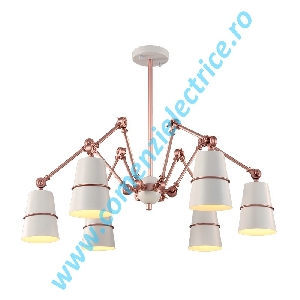 Candelabru Spider 955SPIDER6/WH alb-cupru 6xE27 A++