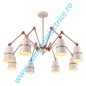 Candelabru Spider 955SPIDER8/WH alb-cupru 8xE27 A++