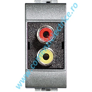 CONECTOR RCA DUBLU 1 MODUL ALUMINIU LIVING LIGHT BTICINO