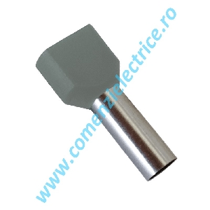 PINI DUBLI TERMINALI IZOLATI TE2510 2X2.5MM GRI (100 BUC)