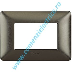 PLACA (RAMA) ORNAMENT BTICINO MATIX, 3 MODULE, NEGRU NICHEL