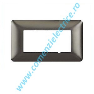 PLACA (RAMA) ORNAMENT BTICINO MATIX, 4 MODULE, NEGRU NICHEL