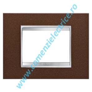 PLACA (RAMA) ORNAMENT GEWISS CHORUS LUX METAL, 3 MODULE, FIER OXIDAT