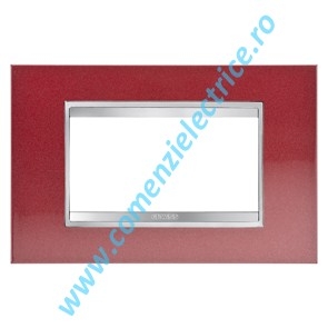 PLACA (RAMA) ORNAMENT GEWISS CHORUS LUX METAL, 4 MODULE, ROSU GLAMOUR