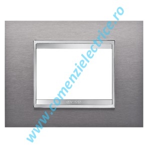 PLACA (RAMA) ORNAMENT GEWISS CHORUS LUX OTEL, 3 MODULE, INOX PERIAT