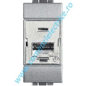 PRIZA DATE/TELEFON RJ45 CAT6 STP 110 IDC 1 MODUL ALUMINIU LIVING LIGHT BTICINO