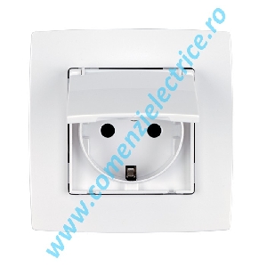 PRIZA SCHUKO CU CAPAC 16A IP44 ELMARK CITY ALB METALIZAT