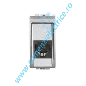 PRIZA TELEFON RJ12 CONECTOR AMP 1 MODUL ALUMINIU LIVING LIGHT BTICINO