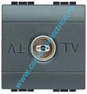 PRIZA TV COAXIALA JACK 2 MODULE ANTRACIT LIVING LIGHT BTICINO