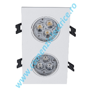 SPOT CU LED PATRAT DUBLU 2X3W GU10 2700K 93/173X65X2/73 ALB IP40