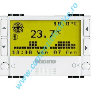 TERMOSTAT CU TEMPORIZATOR INCASTRAT ALB LIVING LIGHT BTICINO