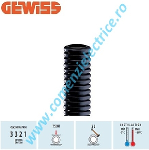 TUB COPEX FLEXIBIL NEGRU 20MM GEWISS