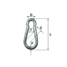 CARABINA ZINCATA CU CLAPETA 10MM / 13MM/12/15MMX100MM