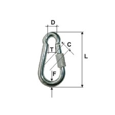 CARABINA ZINCATA CU FILET 10MM / 13MM/12/15MMX100MM