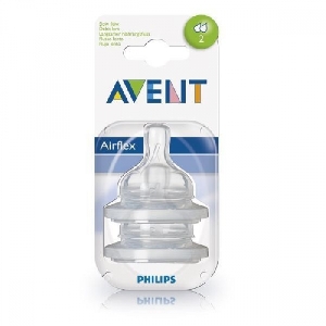 Set 2 tetine Airflex cu 2 orificii Avent Philips,