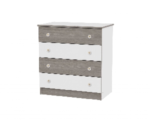 Comoda din lemn cu 4 sertare Dresser Lorelli, White and Coffee