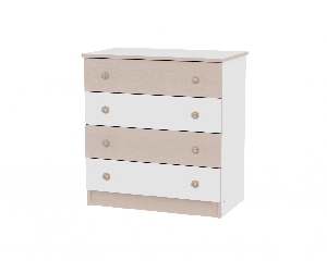 Comoda din lemn cu 4 sertare Dresser Lorelli, White and Oak