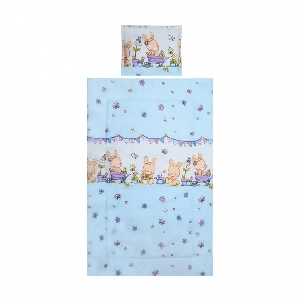 Set lenjerie de pat 3 piese Lorelli, Bunnies Blue