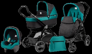 Carucior 3 in 1 Book Plus Black Pop-Up Peg Perego, Aquamarine