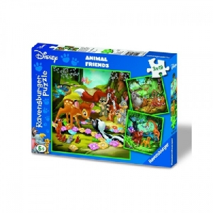 Puzzle Bambi, Baloo si Simba 3 x 49 Piese Ravensburger,