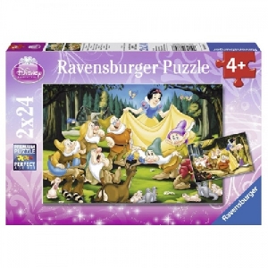 Puzzle Alba ca Zapada si Cei 7 Pitici 2 x 24 Piese Ravensburger,