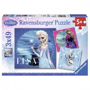 Puzzle Frozen Elsa, Anna si Olaf 3 x 49 Piese Ravensburger,