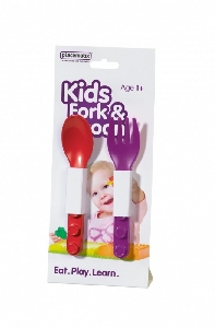 Set tacamuri pentru copii Placematix, Red Spoon and Purple Fork