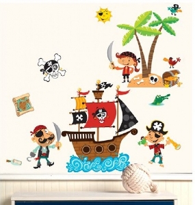 Sticker Decorativ pentru camere copii Pirates Wallies,